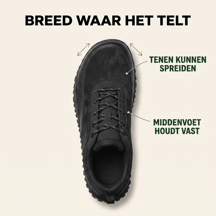 2. "Brede" wandelschoenen zijn breed op de verkeerde plek