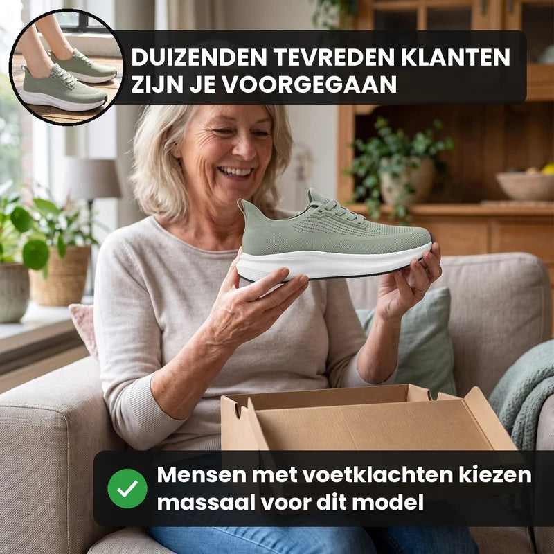 OrthoWide orthopedische comfortsneakers – Groen, lifestyle op straat