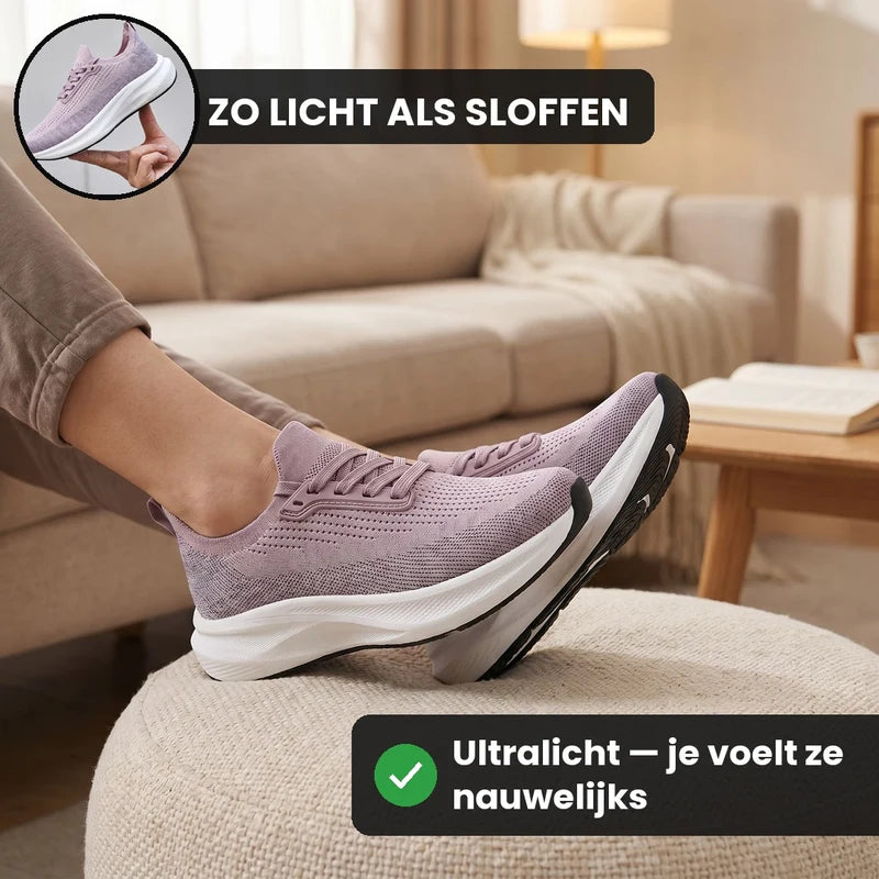 OrthoWide orthopedische comfortsneakers – Roze, lifestyle op straat