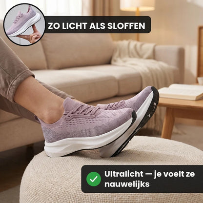 OrthoWide orthopedische comfortsneakers – Roze, lifestyle op straat