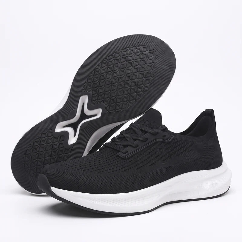 OrthoWide orthopedische comfortsneakers – Zwart, zijaanzicht en zool