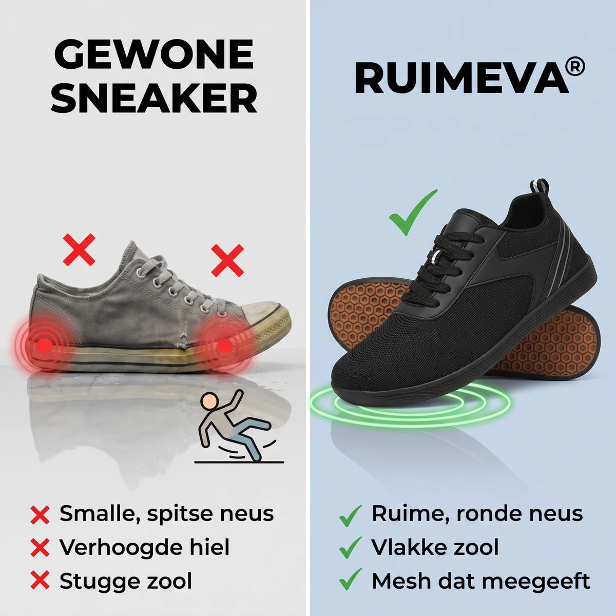 Ruimeva Damessneakers voor brede voeten – vergelijking met gewone schoenen