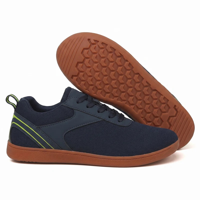 Ruimeva ruimeva: ademende damessneakers – Donkerblauw, zijaanzicht en zool
