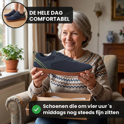 Ruimeva ruimeva: ademende damessneakers – Donkerblauw, lifestyle op straat