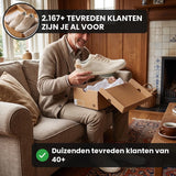 Ruimstep brede comfortsneakers – Beige, lifestyle op straat