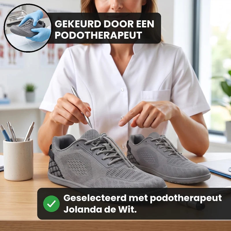 Ruimstep brede comfortsneakers – Grijs, lifestyle op straat