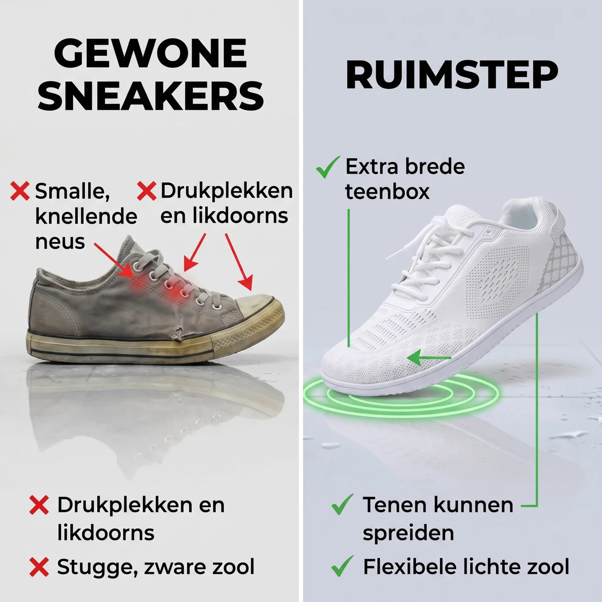 Ruimstep Schoenen – vergelijking met gewone schoenen