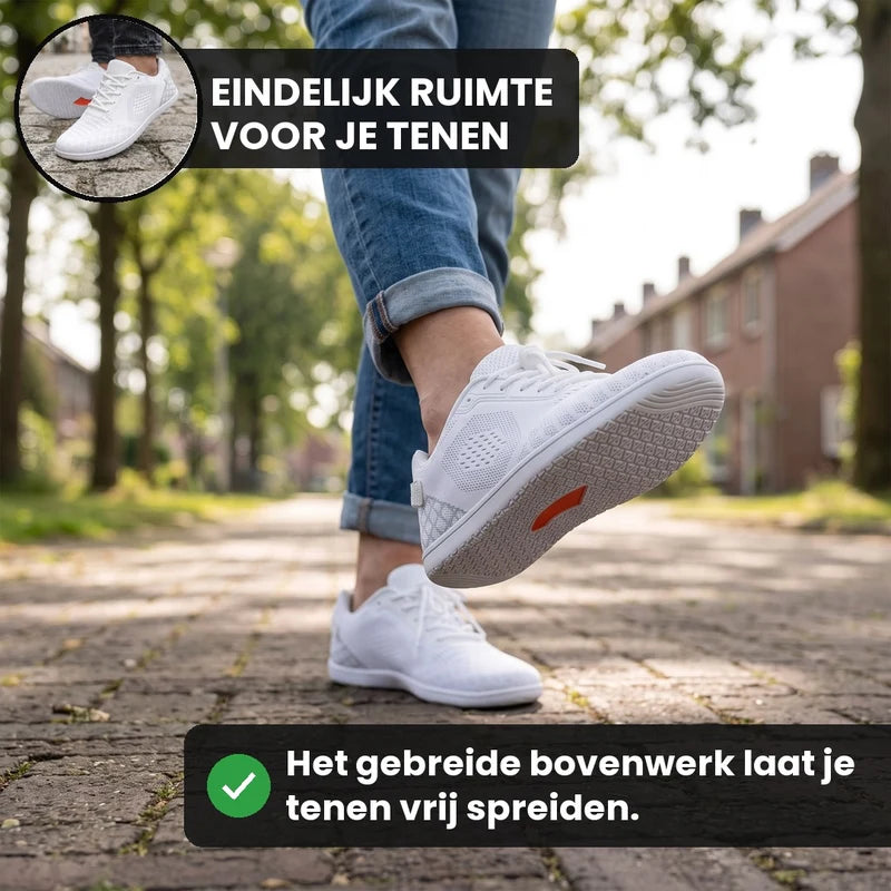 Ruimstep brede comfortsneakers – Wit, lifestyle op straat