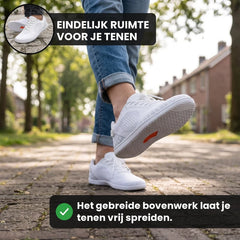 Ruimstep brede comfortsneakers – Wit, lifestyle op straat