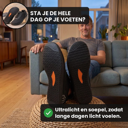 Ruimstep brede comfortsneakers – Zwart, lifestyle op straat