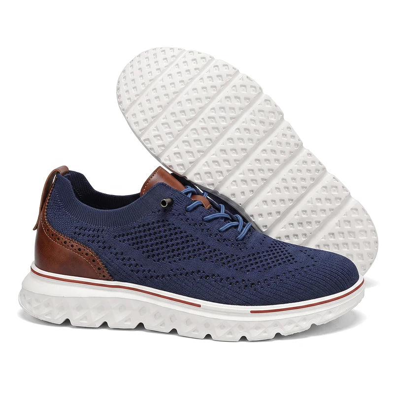 Solevo Mark II lichtgewicht comfortsneakers – Blauw, zijaanzicht en zool