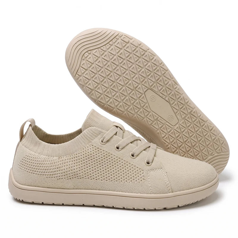 Stapvrij orthopedische comfortsneakers – Beige, zijaanzicht en zool