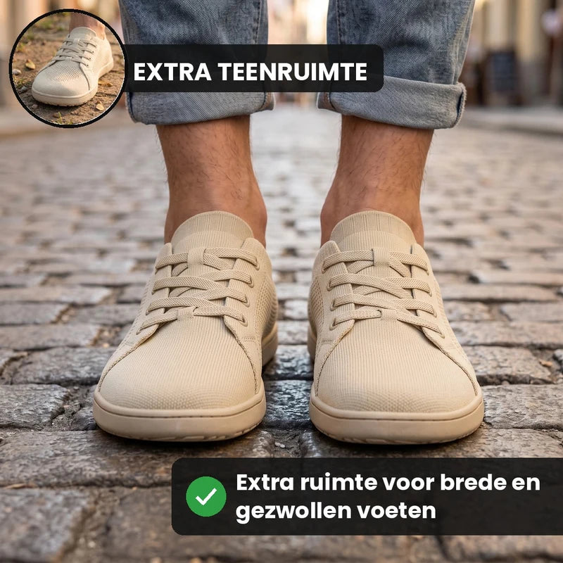 Stapvrij orthopedische comfortsneakers – Beige, lifestyle op straat