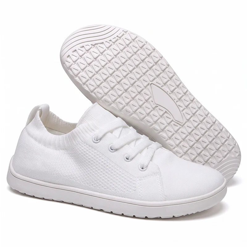 Stapvrij orthopedische comfortsneakers – Wit, zijaanzicht en zool