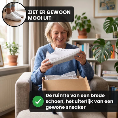 Stapvrij orthopedische comfortsneakers – Wit, lifestyle op straat