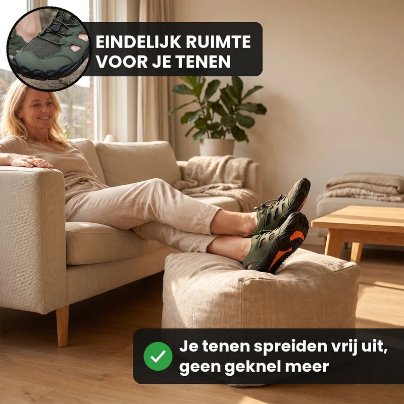 Terrastep terrastep: lichte & ademende barefoot sandalen – Legergroen, lifestyle op straat