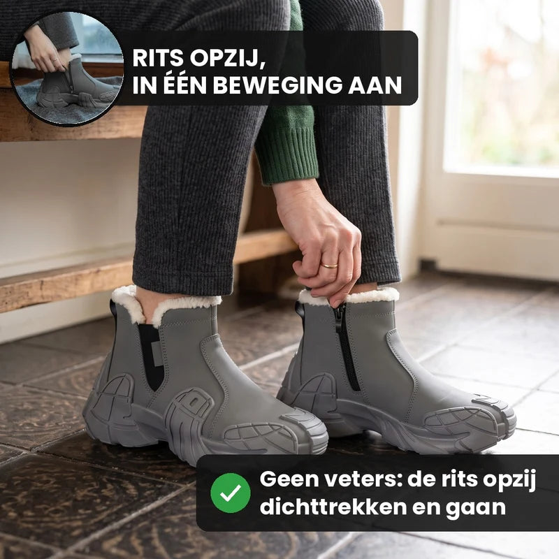 Thermevo waterafstotende winterlaarzen – Grijs, lifestyle op straat
