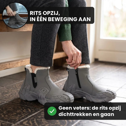Thermevo waterafstotende winterlaarzen – Grijs, lifestyle op straat