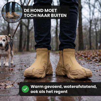 Thermevo waterafstotende winterlaarzen – Khaki, lifestyle op straat