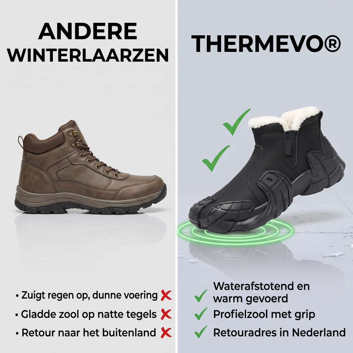 Thermevo winterlaarzen dames – vergelijking met gewone schoenen