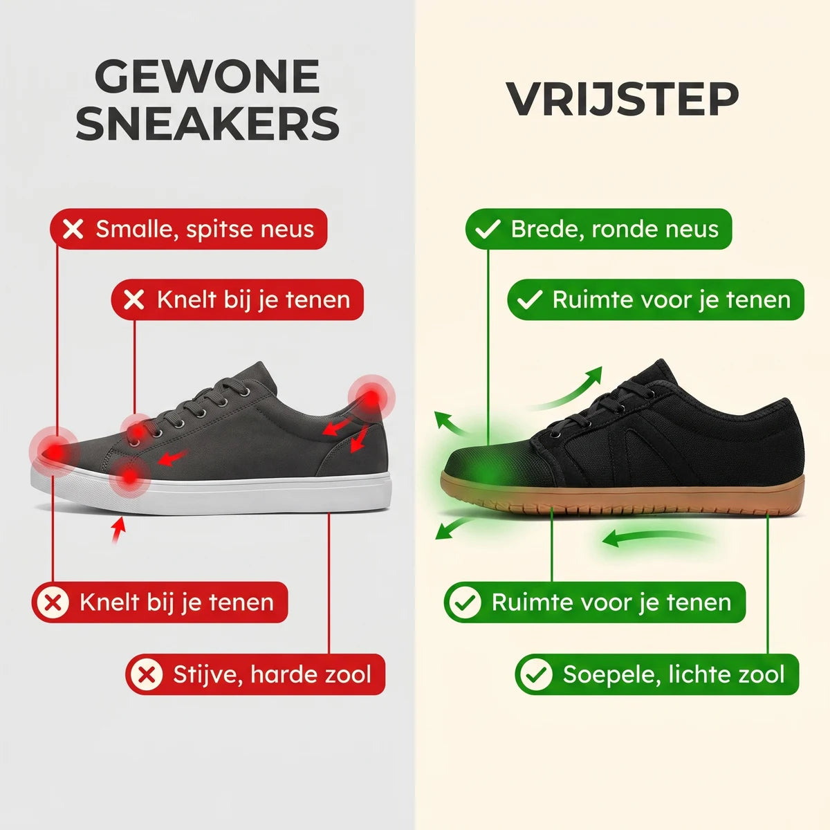 Vrijstep Comfortschoenen – vergelijking met gewone schoenen