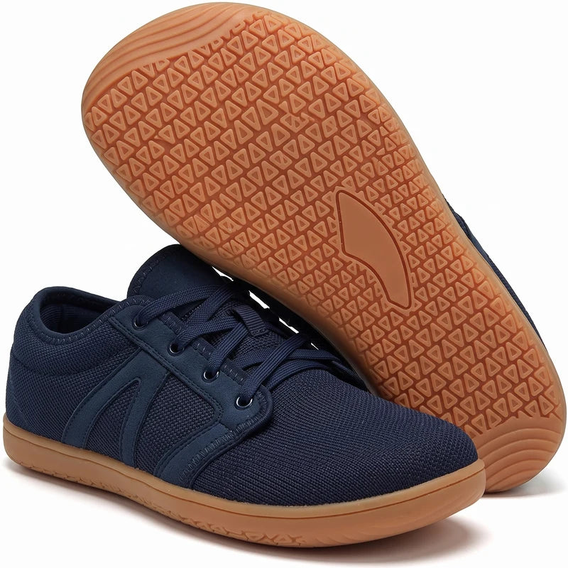 Vrijstep ademende comfortschoenen – Donkerblauw, zijaanzicht en zool