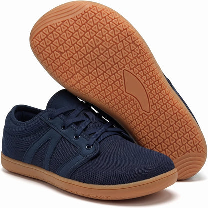 Vrijstep ademende comfortschoenen – Donkerblauw, zijaanzicht en zool