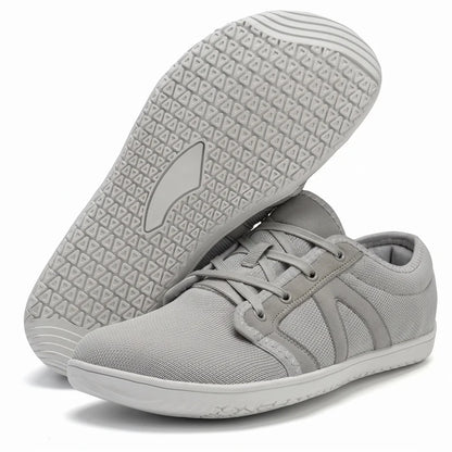 Vrijstep ademende comfortschoenen – Grijs, zijaanzicht en zool