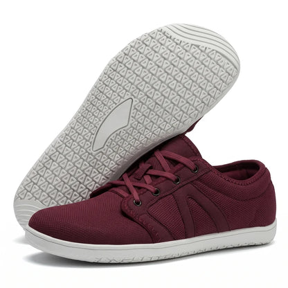 Vrijstep ademende comfortschoenen – Rood, zijaanzicht en zool