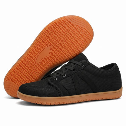 Vrijstep ademende comfortschoenen – Zwart, zijaanzicht en zool