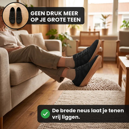 Vrijstep ademende comfortschoenen – Zwart, lifestyle op straat