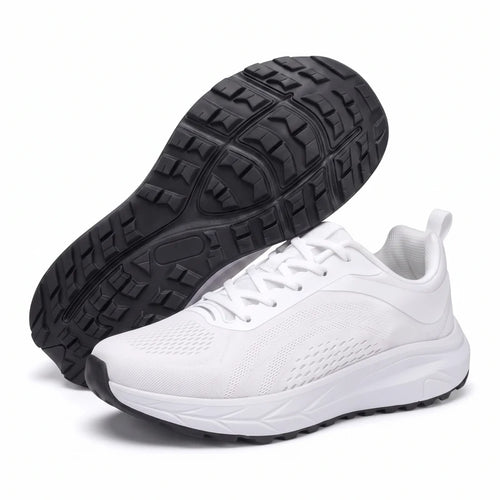 WideFit lichte & ademende comfortsneakers – Wit, zijaanzicht en zool