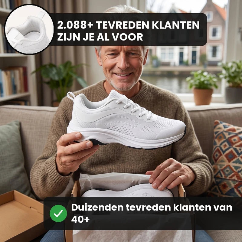 WideFit lichte & ademende comfortsneakers – Wit, lifestyle op straat
