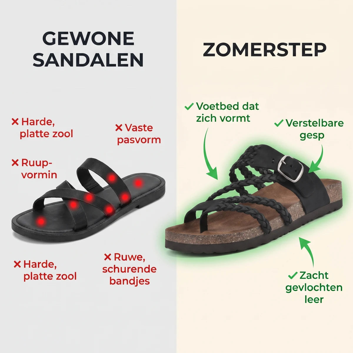 Zomerstep Leren Sandalen – vergelijking met gewone schoenen